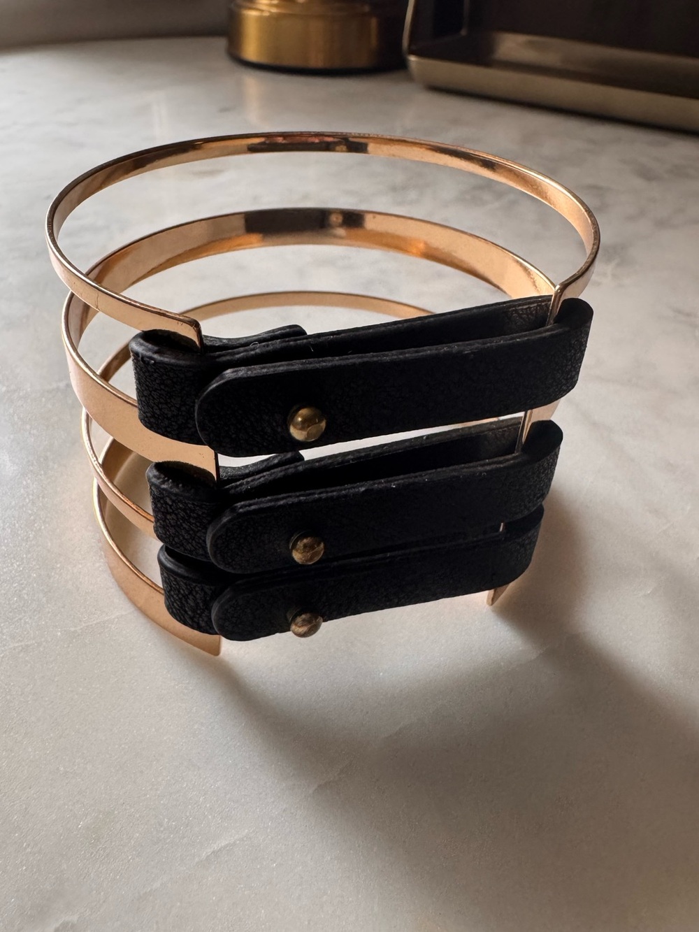 Bronze and Leather Cuff Bracelet